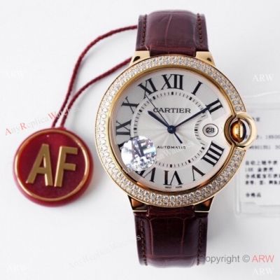 AF Factory Swiss Clone Cartier Ballon Bleu Yellow Gold Double-row Diamond Watch